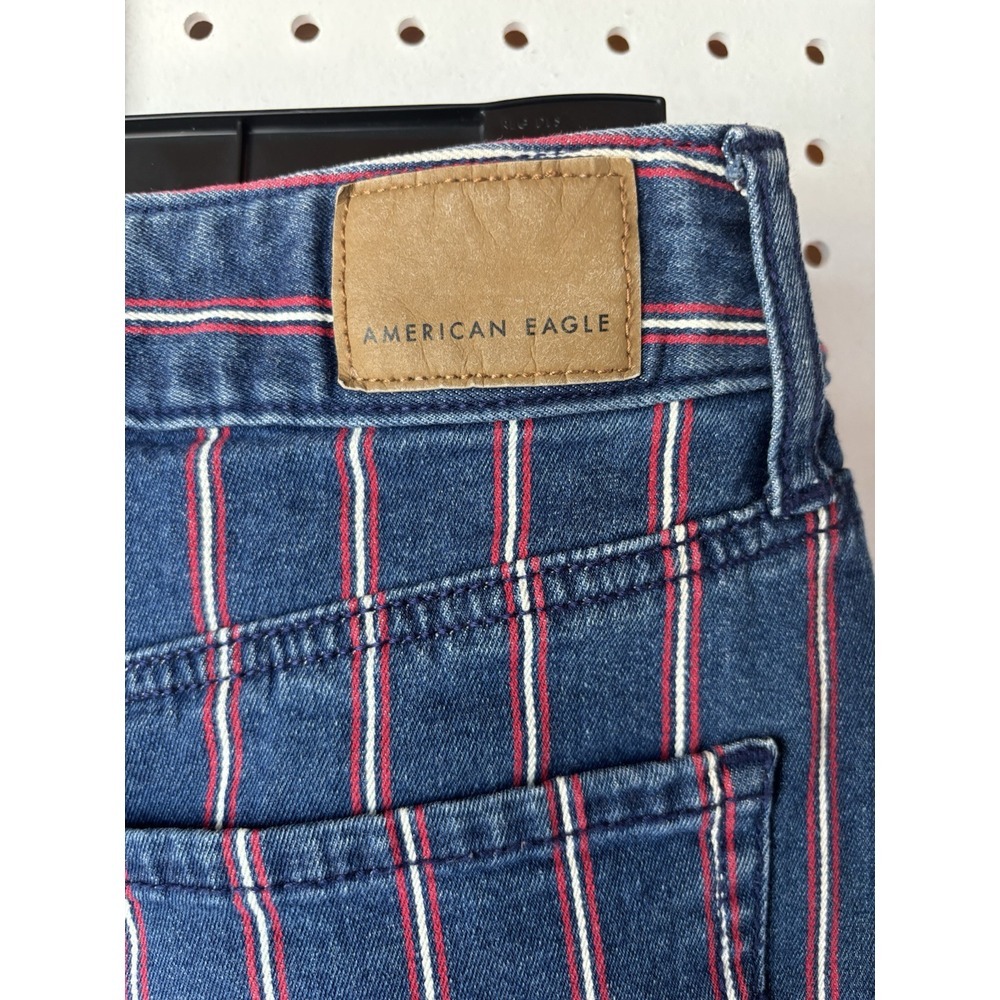 American Eagle Red White & Blue Striped Hi Rise Women's Size 0 Denim Mini Skirt - Picture 8 of 10